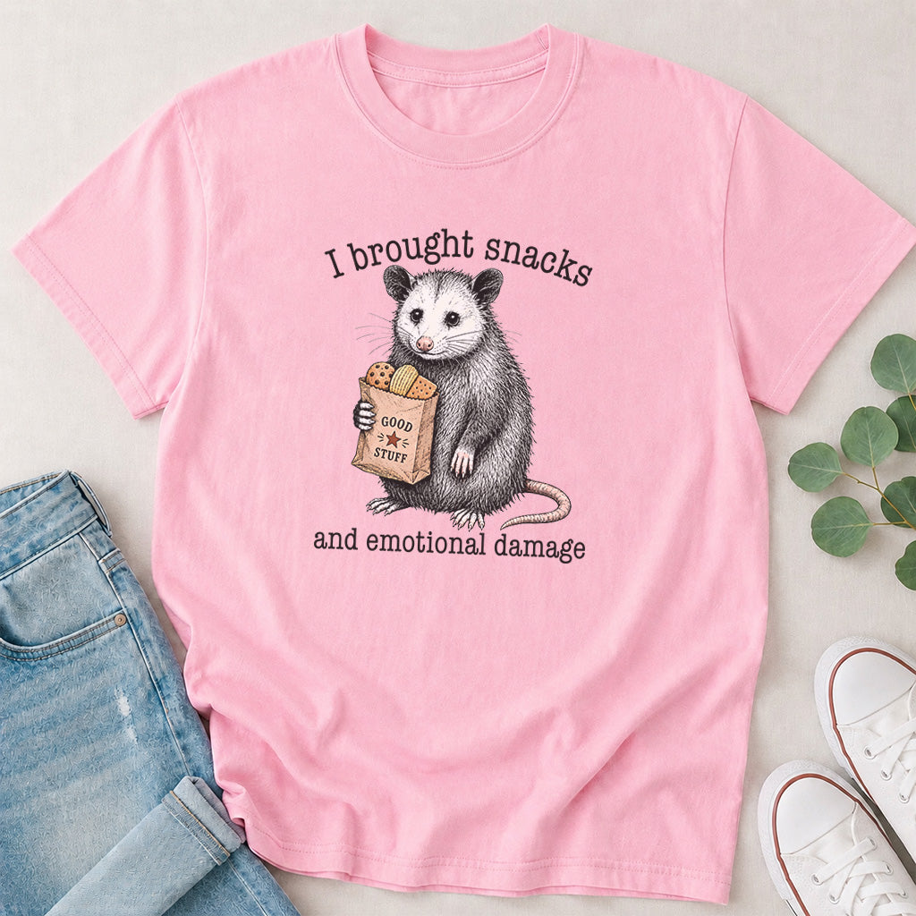 I Brought Snacks and Emotional Damage T-Shirt