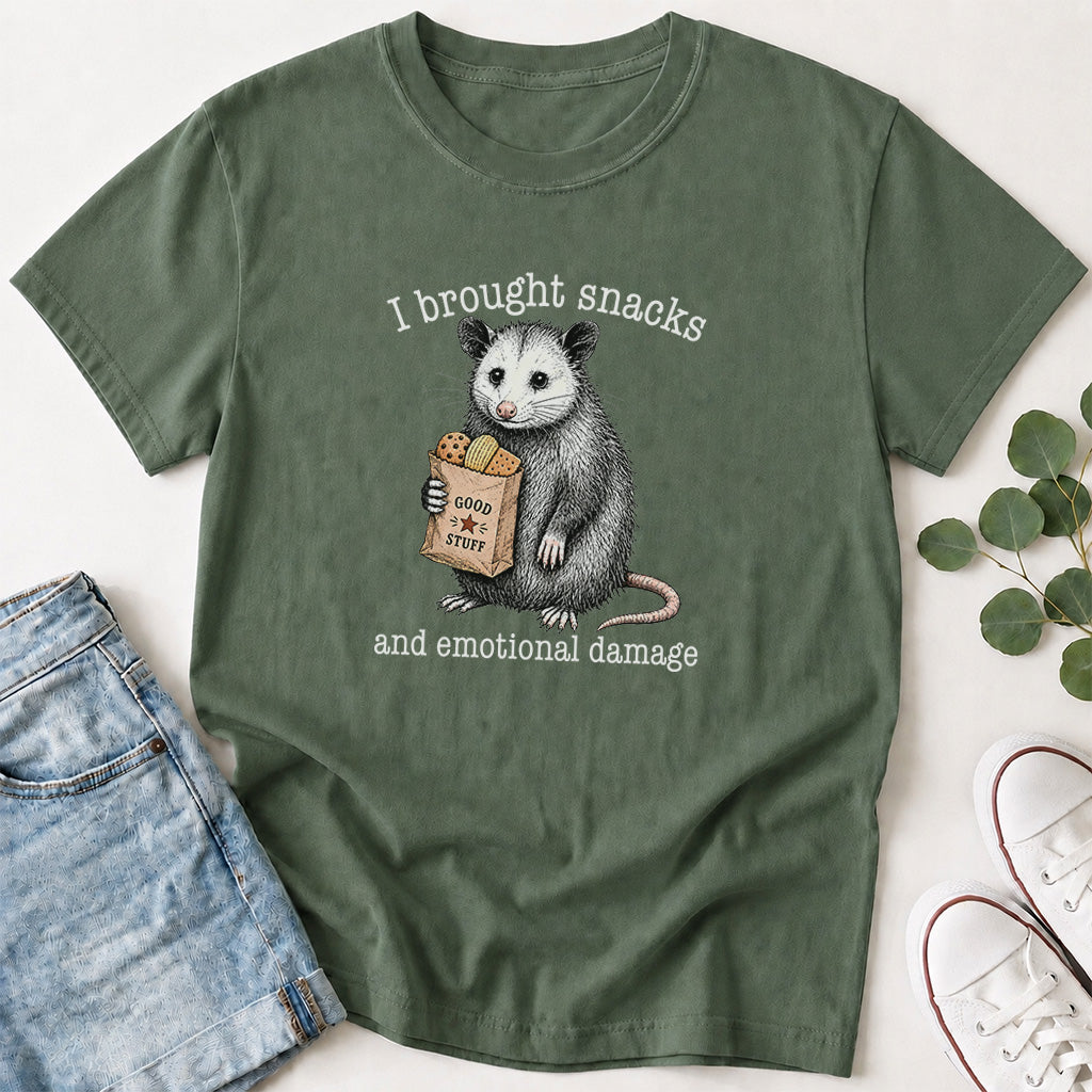 I Brought Snacks and Emotional Damage T-Shirt