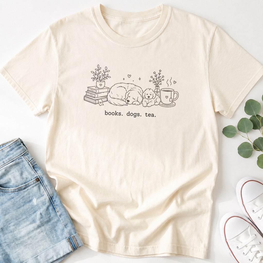 Books Dogs Tea T-Shirt