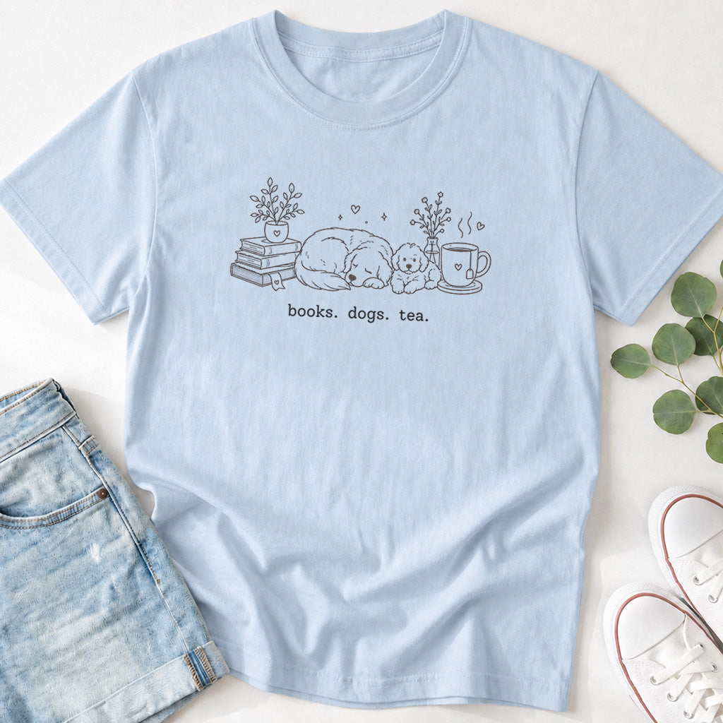 Books Dogs Tea T-Shirt