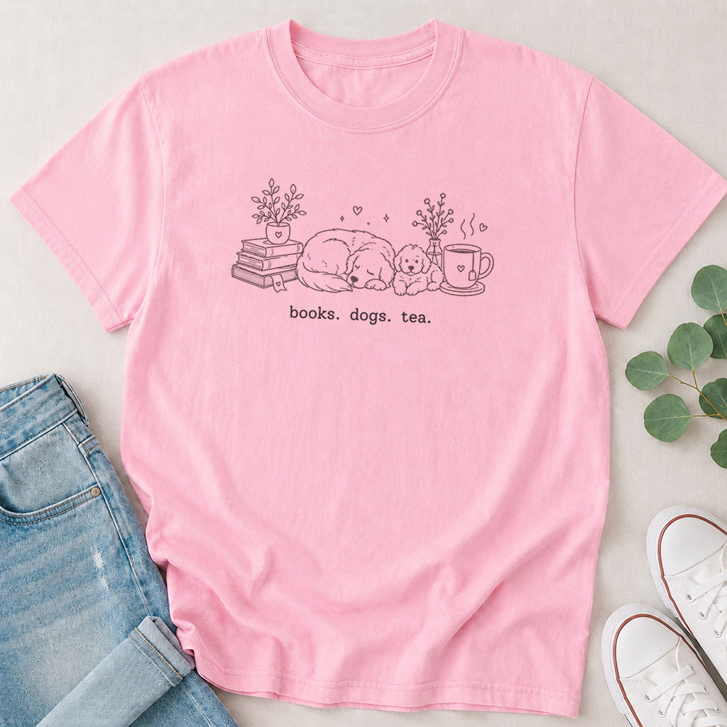 Books Dogs Tea T-Shirt