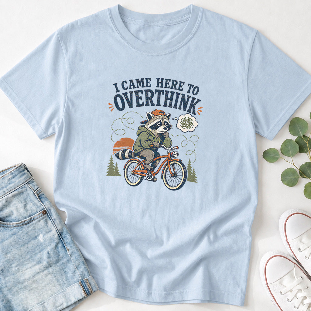 I Came Here To Overthink Raccoon & Bike T-Shirt