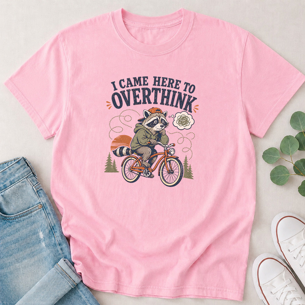 I Came Here To Overthink Raccoon & Bike T-Shirt