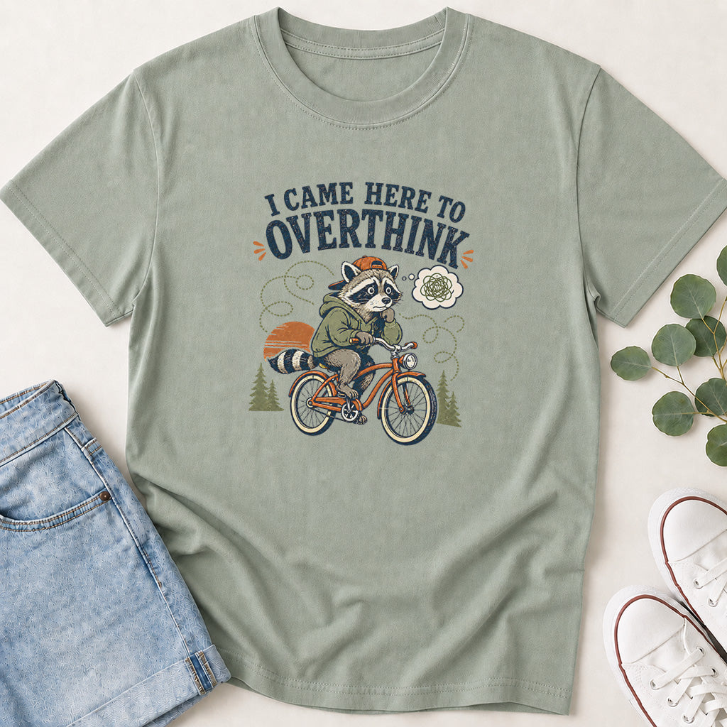 I Came Here To Overthink Raccoon & Bike T-Shirt