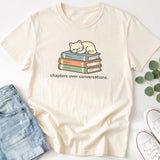 Chapters Over Conversations Cat & Books T-Shirt