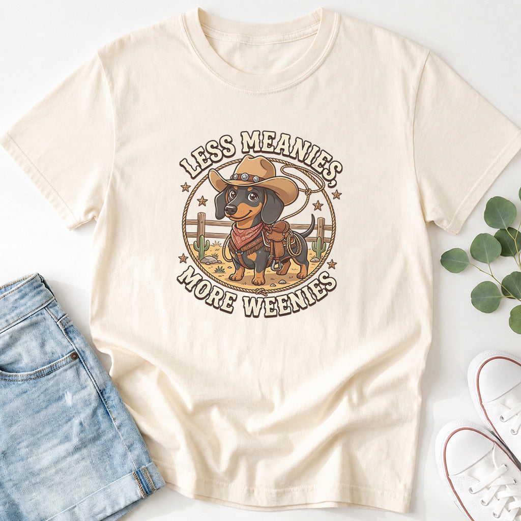 Less Meanies, More Weenies Dachshund Cowboy T-Shirt
