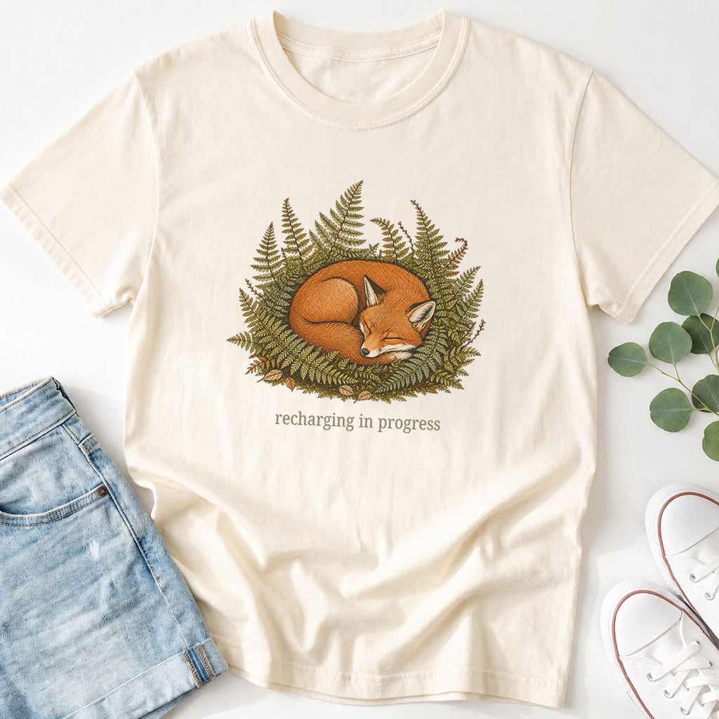 Recharging in Progress Fox in Nature T-Shirt