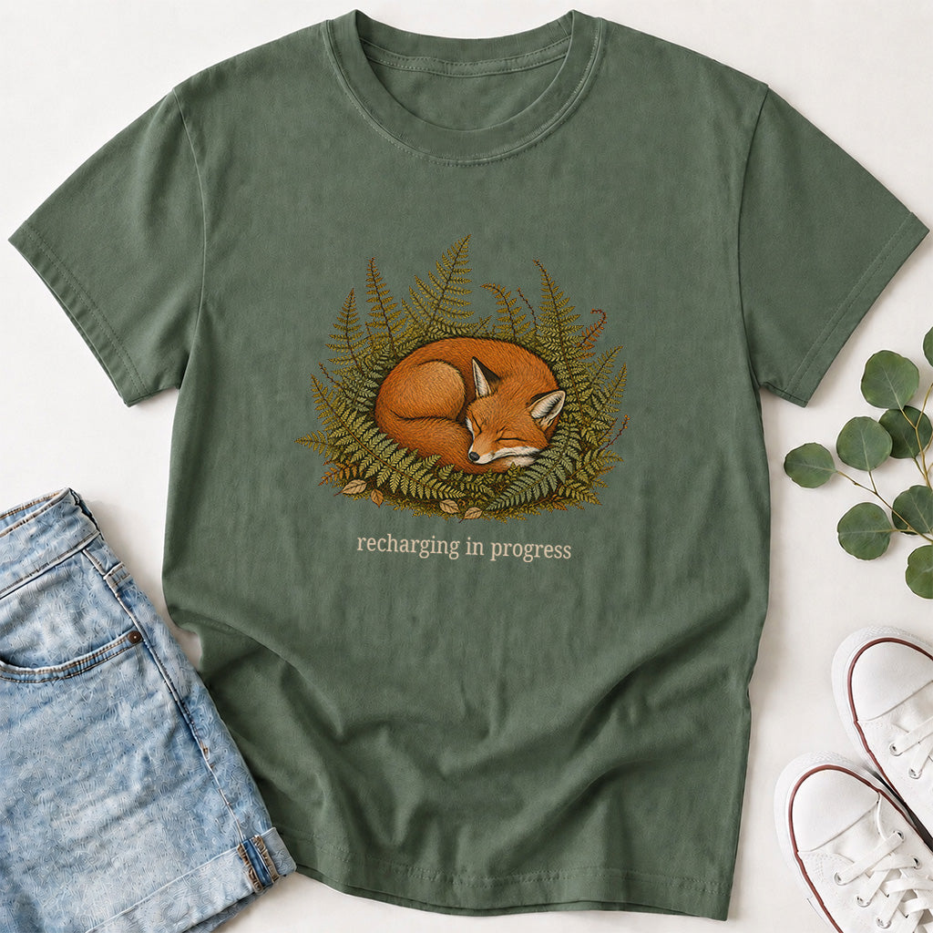 Recharging in Progress Fox in Nature T-Shirt